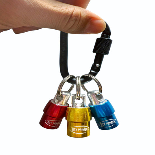 Pullback bit holders in red, yellow, and blue